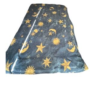 Vintage 90s Celestial Moon Stars Comforter Blanket with bed skirt